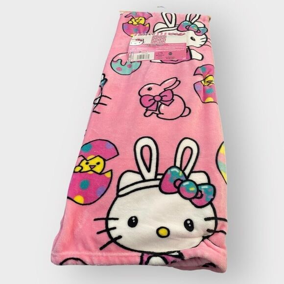 Hello Kitty 'Easter Bunny and Eggs' 50x70" Silk Touch Plush Throw Blanket HTF - Picture 3 of 8